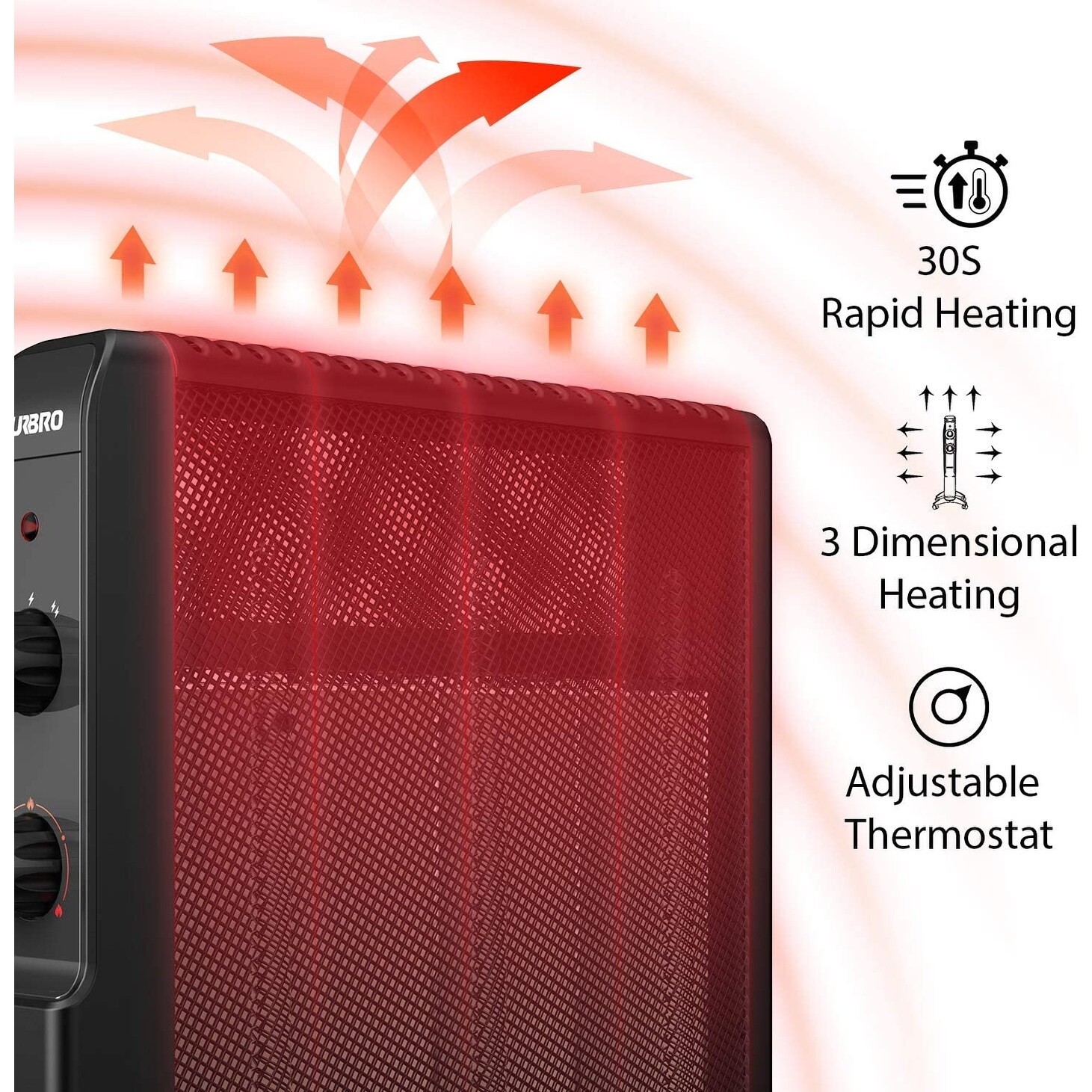 TURBRO Arcade Electric Mica Space Heater 1500W, Black Bed Bath