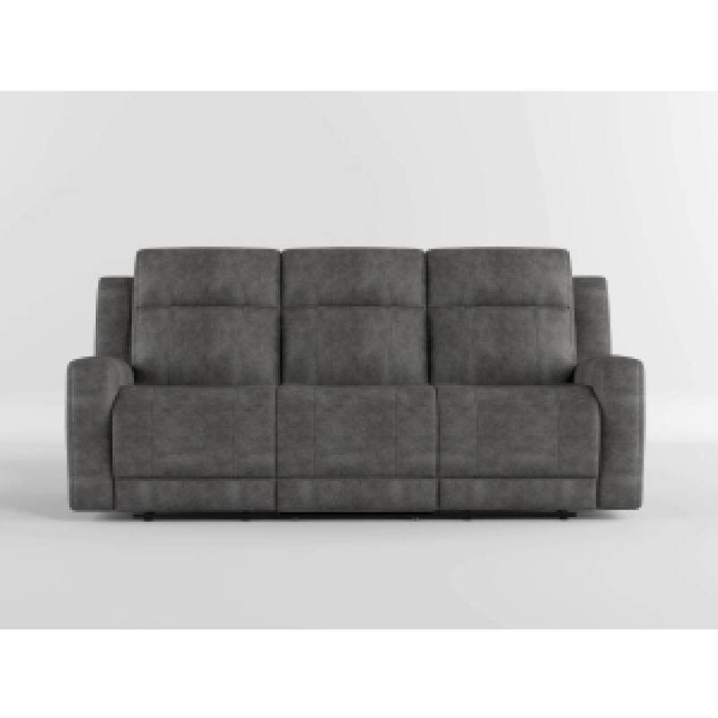Tesy Manual Double Reclining Sofa, Dark Gray Brown Microfiber, 80 Inch