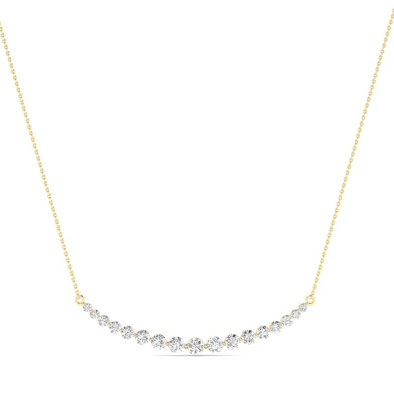 Marquee 1 Carat TW Diamond Smiley Bar Necklace in 14K Yellow Gold