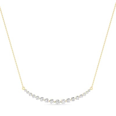 Marquee 1 Carat TW Diamond Smiley Bar Necklace in 14K Yellow Gold