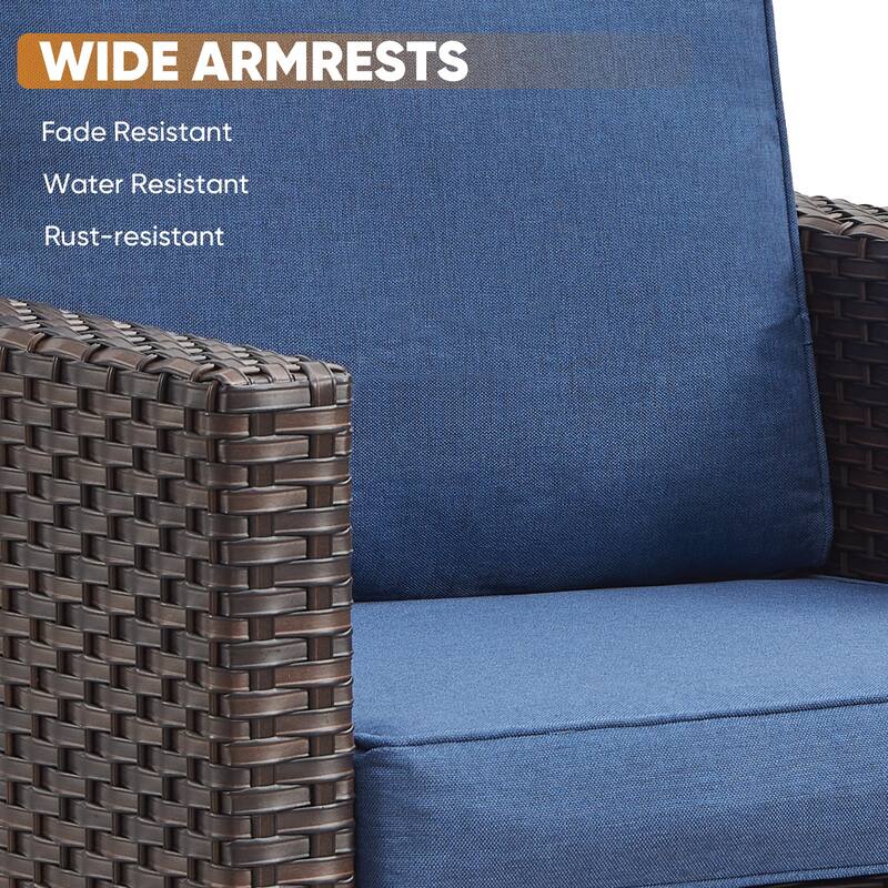 Wicker Patio Conversation Set with Fire Pit Table