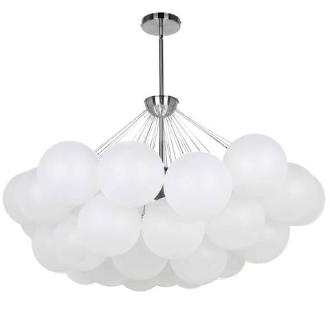 Dainolite Miles 8 Light Contemporary Opal White Luxury Globe Chandelier