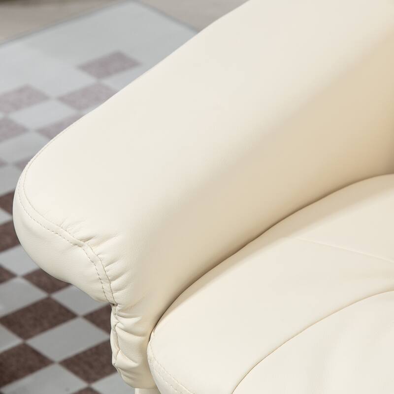 PU Leather Swivel High Back Armchair with Footstool