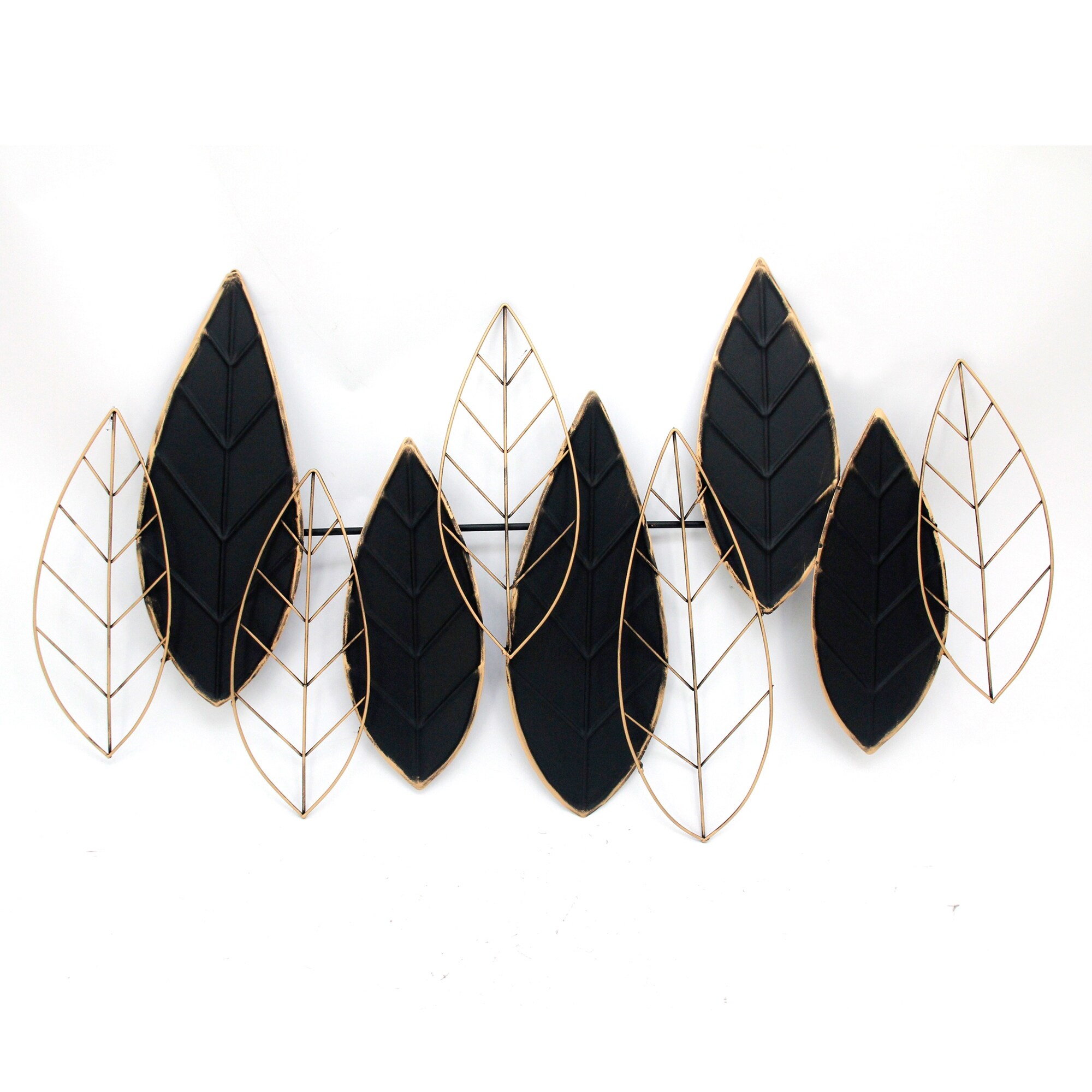 Shop Metal 33 Leaf Wall Decor Black Gold On Sale Overstock 31047024