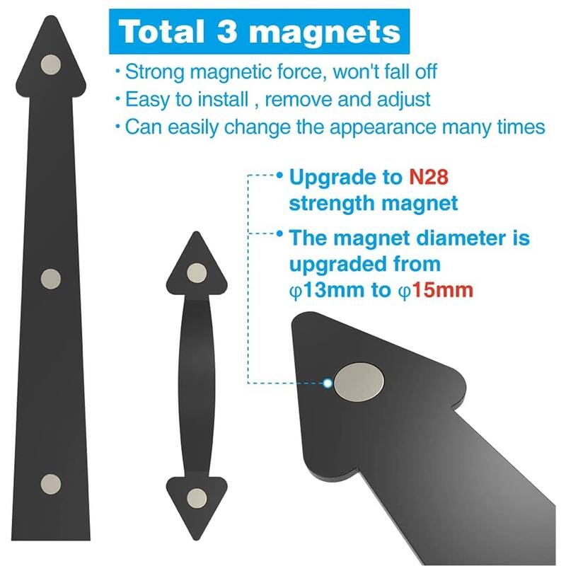 WINSOON Garage Door Magnetic Decorative Hardware Couch House 6 Pieces, Black Finish, Arrow Style