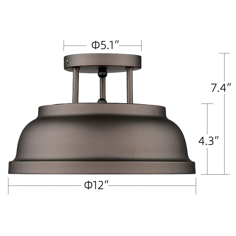 2-Light Metal Semi-Flush Mount Ceiling Light