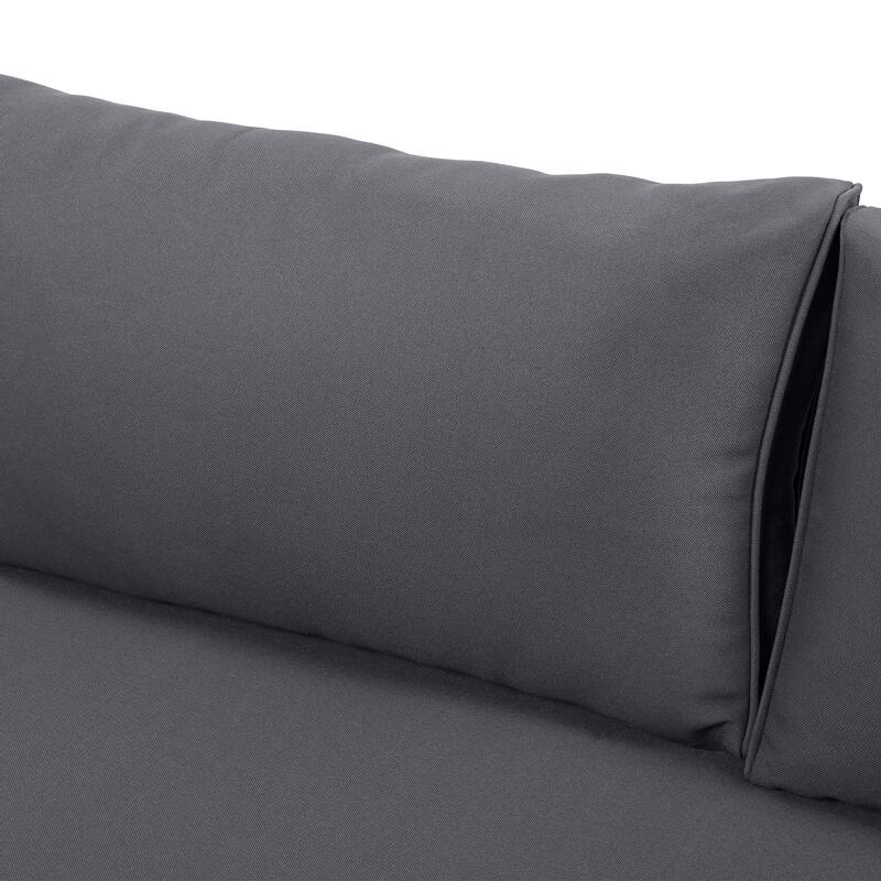 Acacia Wood Daybed with Rattan Arms Slat Paneling and Water Resistant Cushions