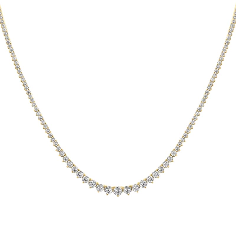Marquee 7 Carat TW Graduated Lab Grown Diamond Tennis Necklace in 14K Yellow Gold