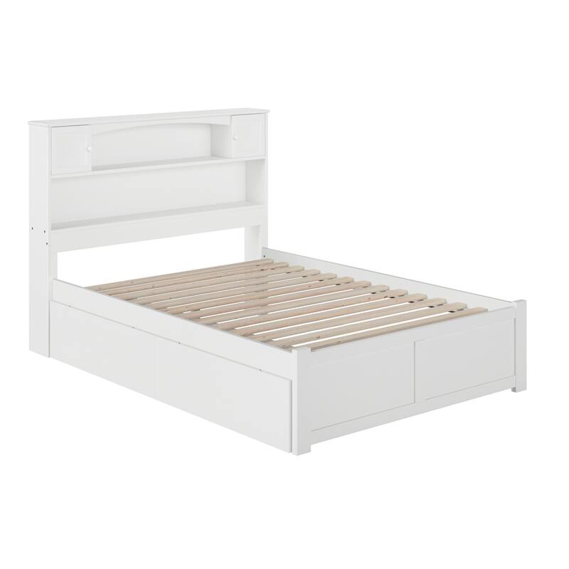 Antique Platform Bed with Drawers - White Bed Frame, Storage Bed, Modern Bed, Space Saving Design
