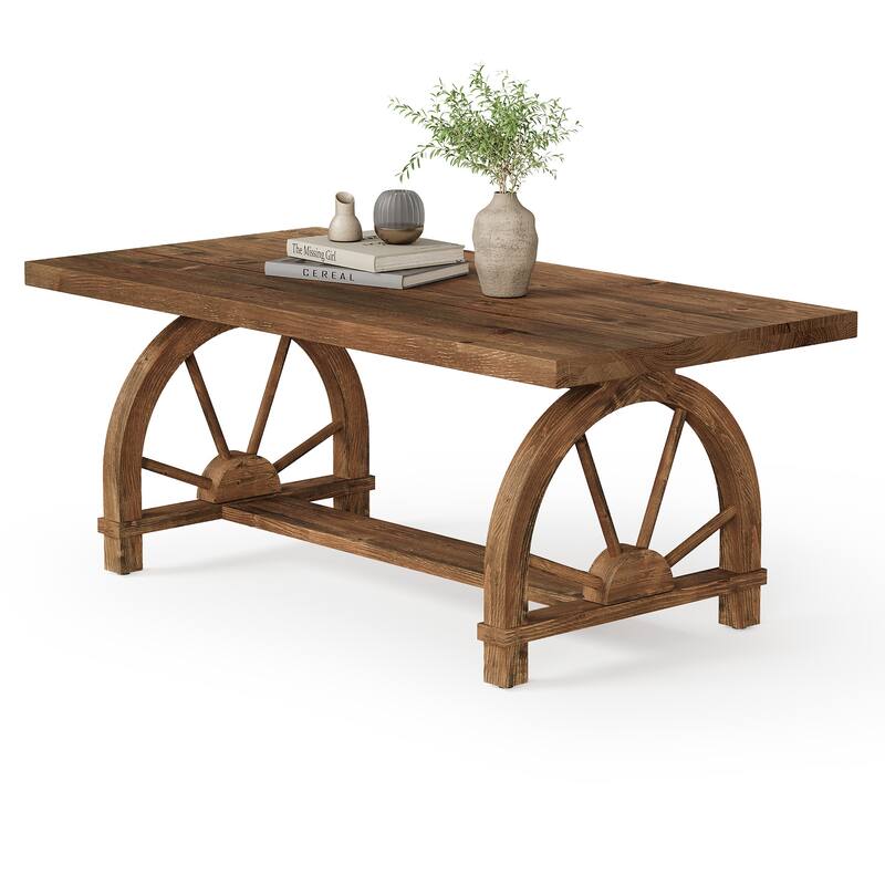 Solid Wood Coffee Table, Rectangular Cocktail Table, Living Room Center Tea Table