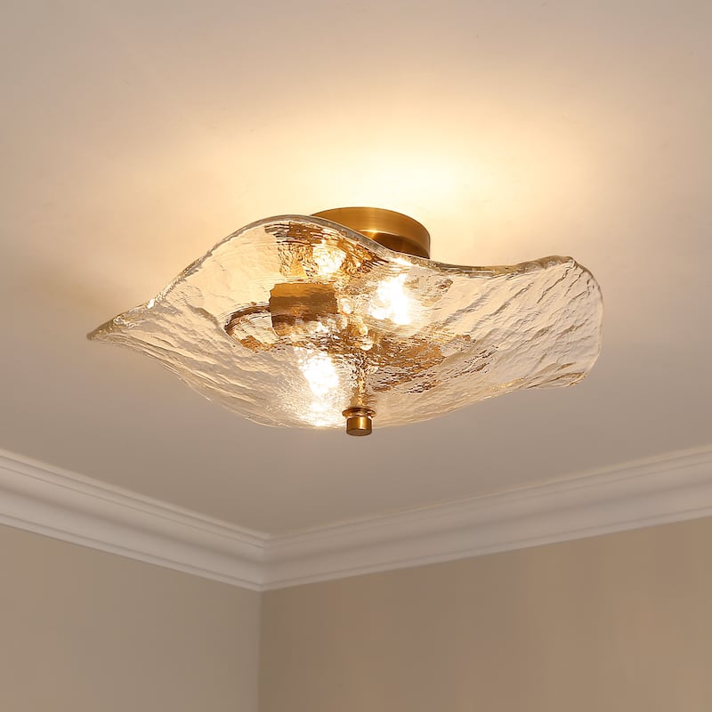 Samara 2-Light Semi-flush with Hammered Water Glass