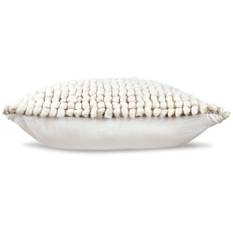Avy Square Accent Throw Pillow, 20 Inch Plush Looped Ivory White Wool
