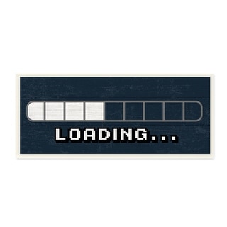 Stupell Video Game Loading Symbol Vintage Pixel Text Wood Wall Art ...