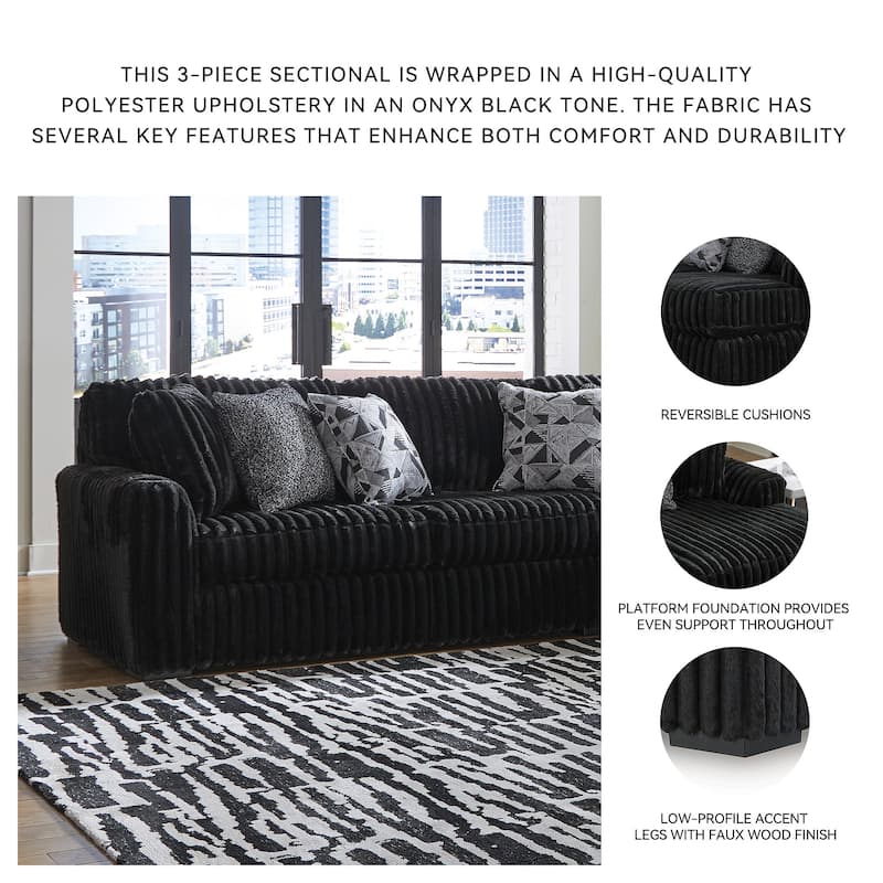 Signature Design by Ashley Midnight-madness 3-Piece Sectional - 121" W x 121" D x 40" H