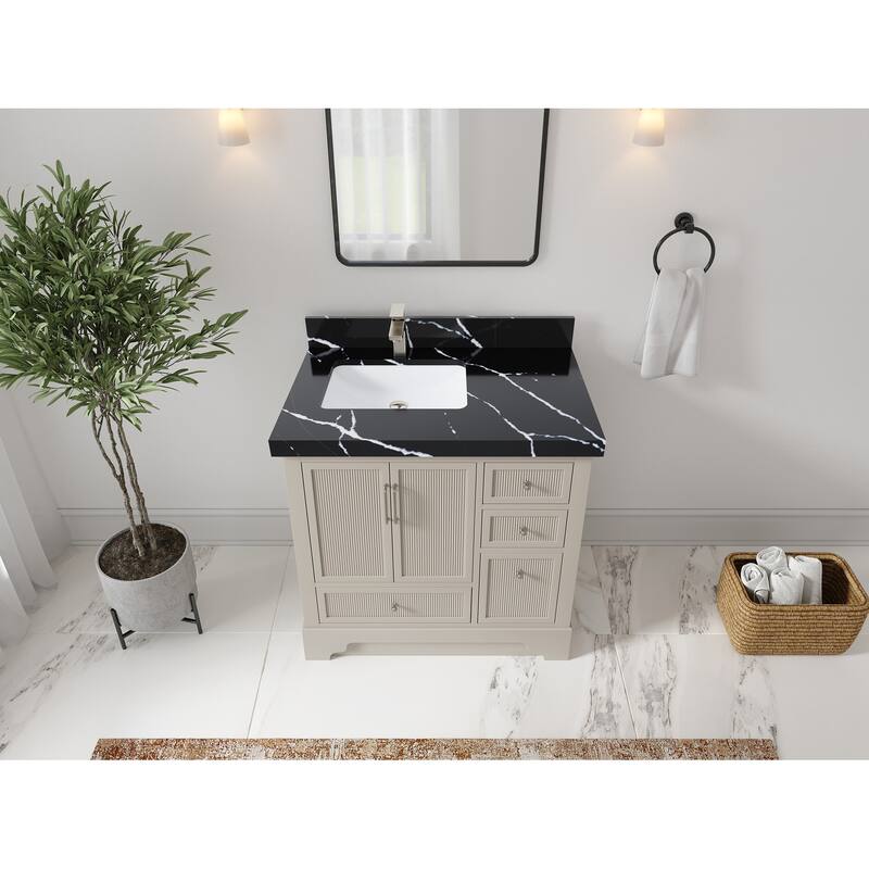 Willow Collections 36 in. W x 22 in. D Alys Left Offset Sink Bathroom Vanity with Countertop