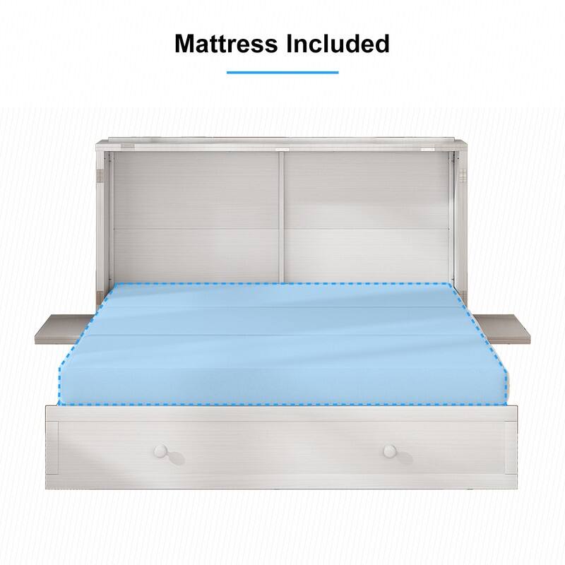Mixoy Murphy Bed,Cube Cabinet Chest Bed with Charging Station