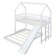 preview thumbnail 7 of 12, Twin over Full House Bunk Bed with Slide, Built-in Ladder & Full-Length Guardrail, White