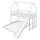 preview thumbnail 10 of 15, Twin over Full House Bunk Bed with Slide and Built-in Ladder, White