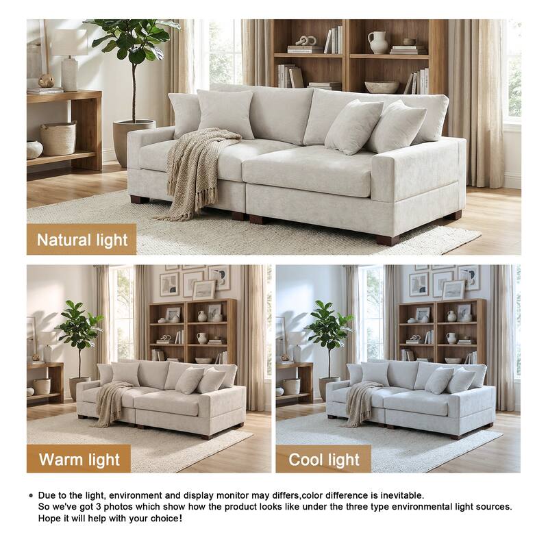 Oversized Chenille Modular Sectional Sofa With Deep Seat