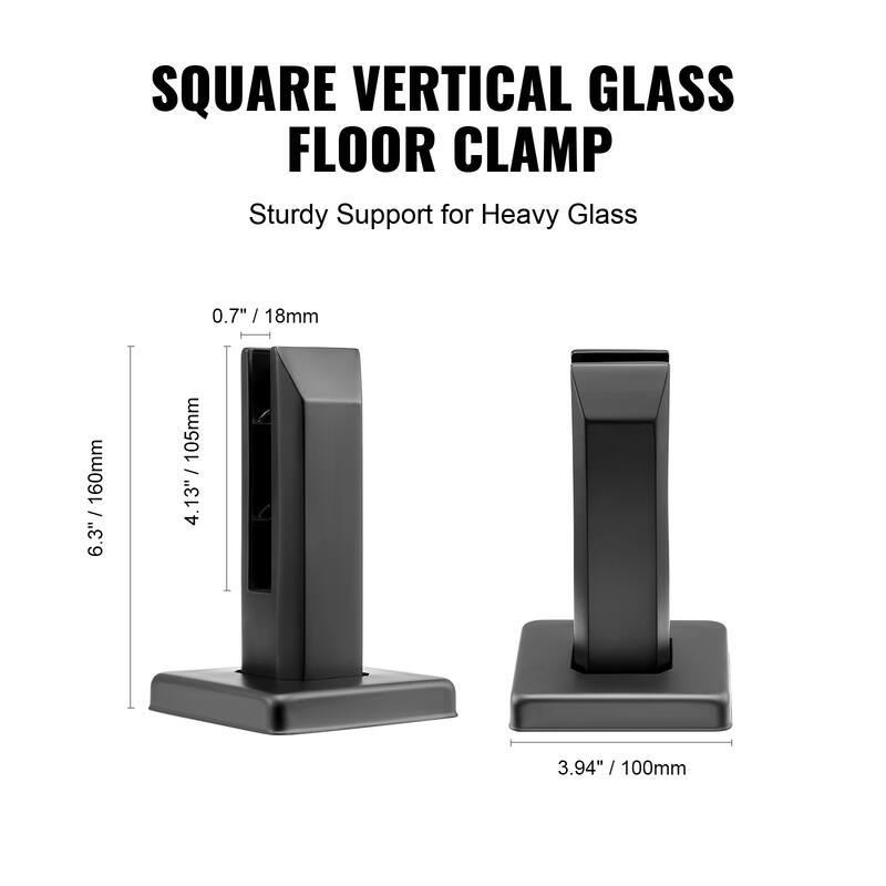 Glass Clamp, Square Glass Railing Bracket for 0.31 "-0.47 " Tempered Glass, 304 Stainless Steel Glass Mounting Clamp