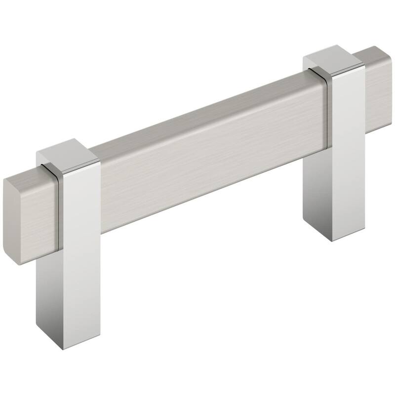Amerock BP36722 Mulino 3" Center to Center Bar Cabinet Pull - Satin Nickel / Polished Chrome