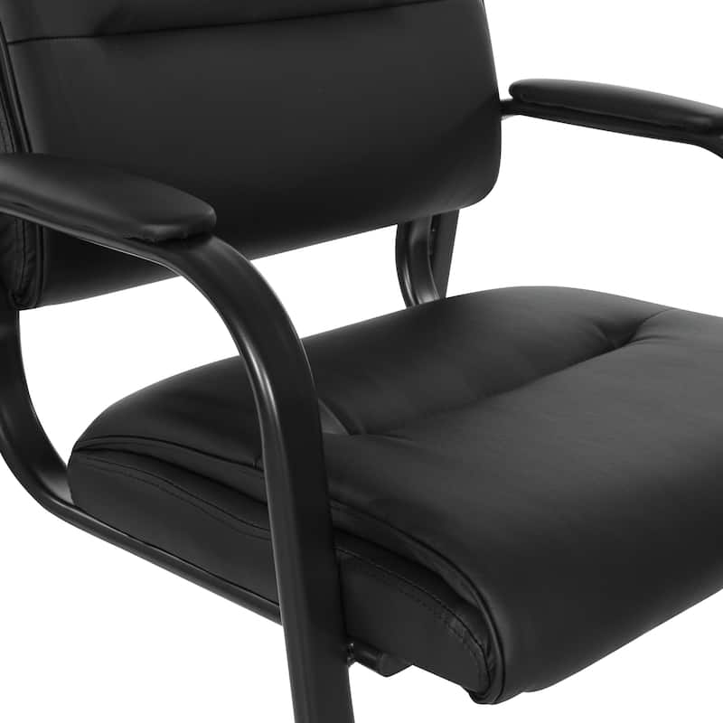 Guest Chair in Faux Leather and Black Finish Frame