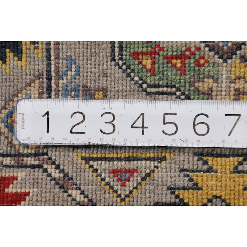 Geometric Kazak Oriental Runner Rug Hallway Handmade Wool Carpet - 2'0" x 5'11"