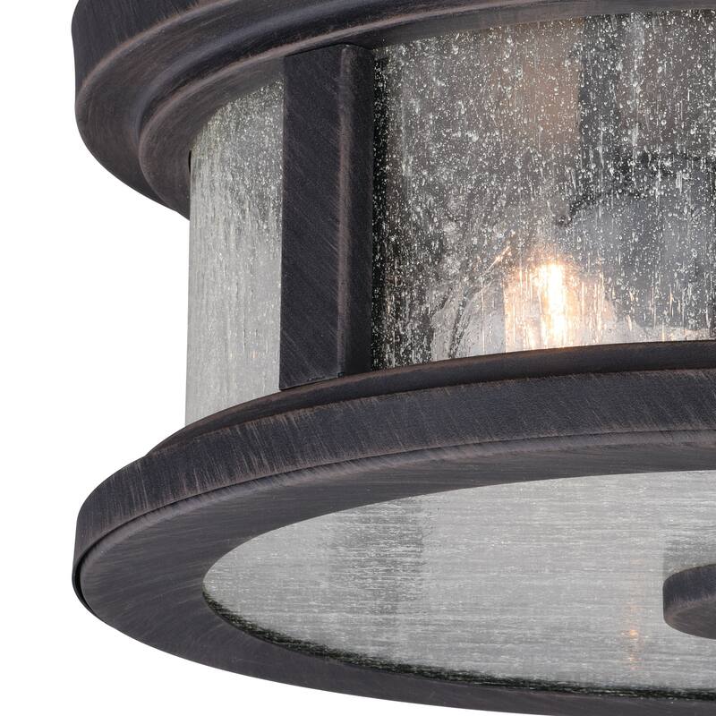 Outdoor Ceiling Light - Bronze Flush Mount - Clear Glass Lantern - Antique Style - Patio Porch Light - 6