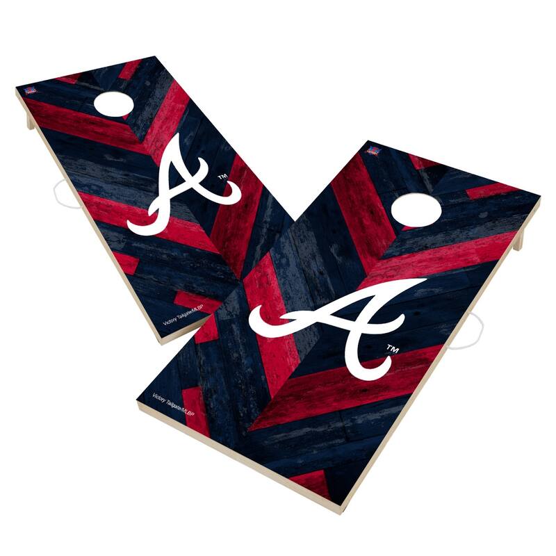 Atlanta Braves MLB Cornhole Board Set - Include Team Bags + Case & Lights