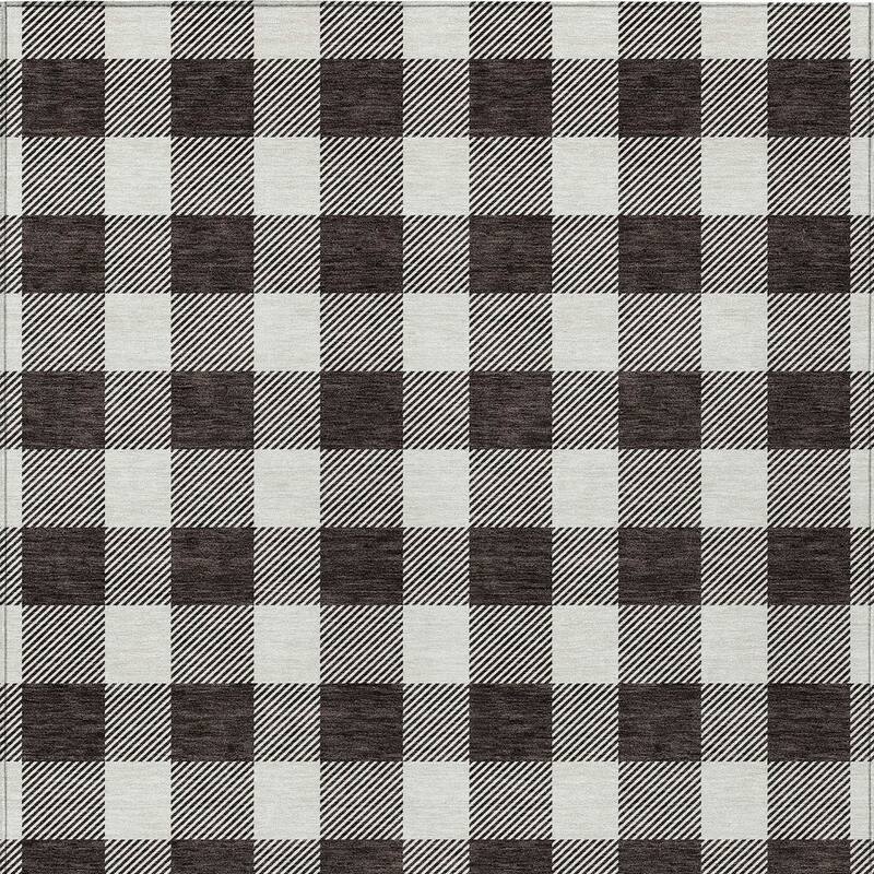 HomeRoots Plaid Transitional Rectangle Outdoor Rug
