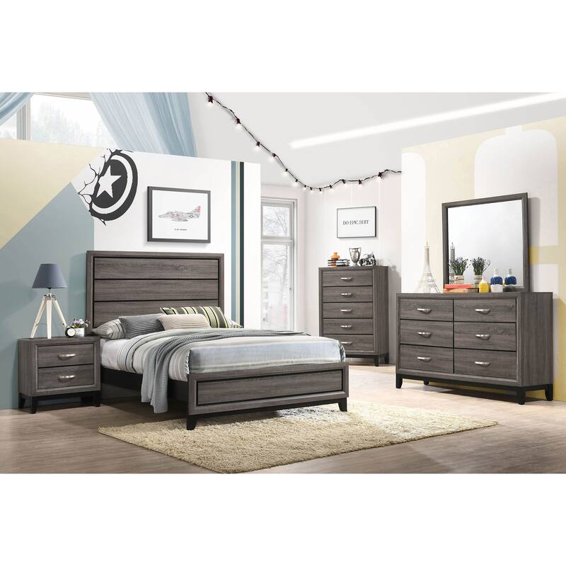 Cabrillo Grey Oak Wood Full Panel Bed