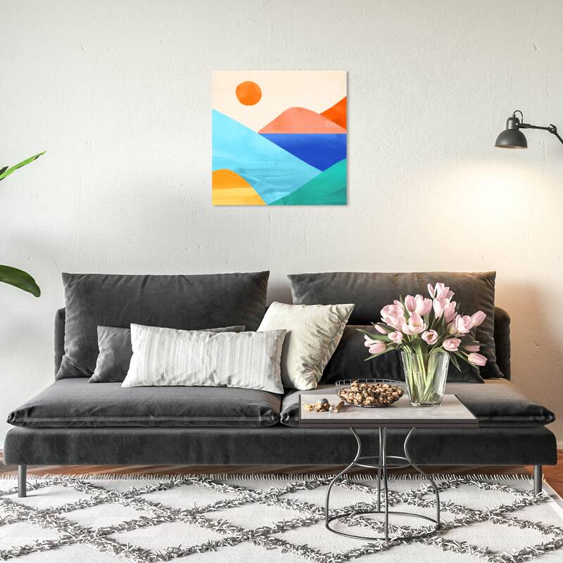 Wynwood Studio Prints Nature and Landscape Bright Hill Tops Blue and Celeste Modern & Contemporary Wall Art Canvas Print - 20 x 20