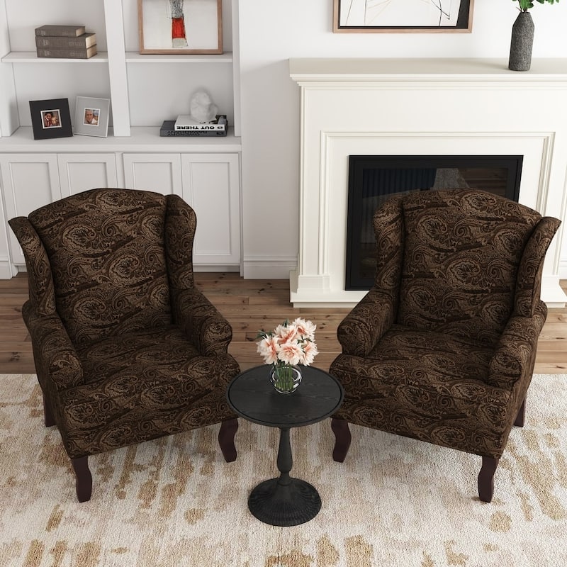 Elegant Living Room Wing Back Arm Chair Upholstered Accent Chair