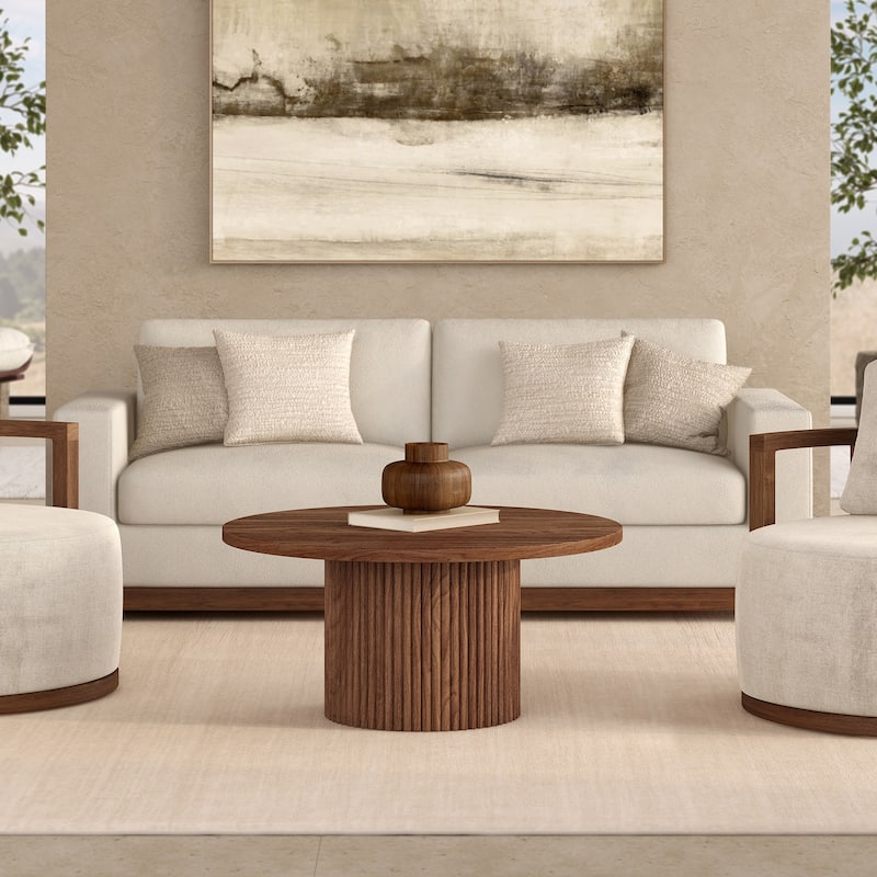 Rollan 32" Wide Round Fluted Coffee Table - 32" Wide