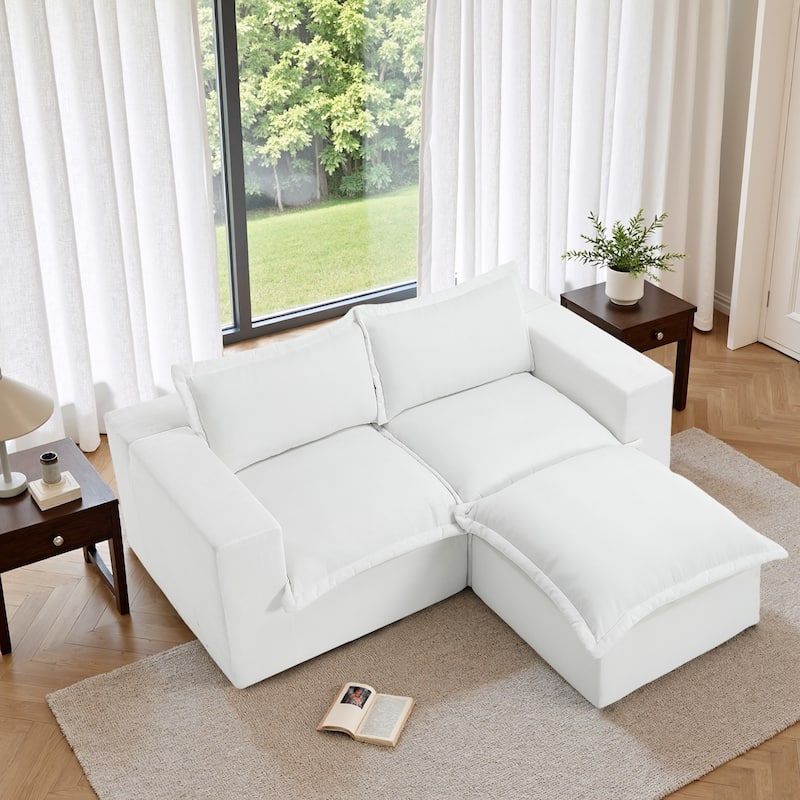 Chenille No Assembly Modular Sectional Sofa Cloud Couch with Ottoman