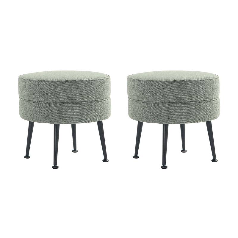Manhattan Comfort Bailey Mid Century Modern Woven Upholstered Round Ottoman