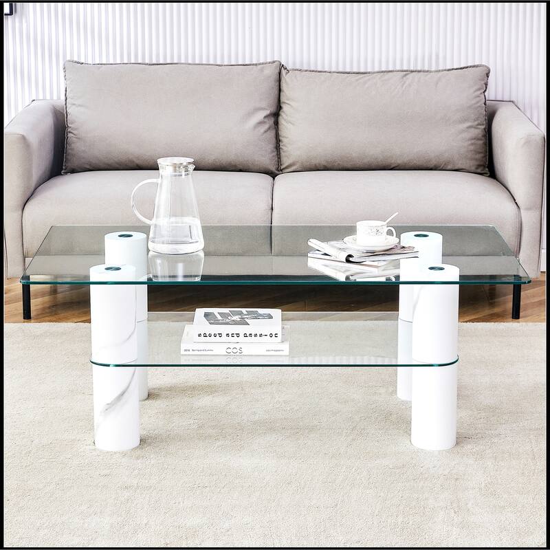 Double-layer Transparent Tempered Glass Coffee Table
