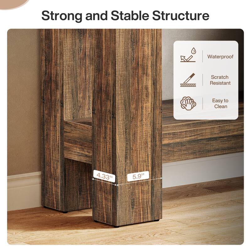 2-Tier Wooden Console Table with 2 Drawers for Entrance - /