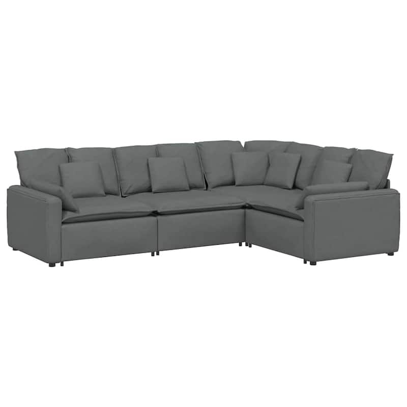 vidaXL Modular Sofa with Cushions Fabric Dark Gray - 124.8" x 85.4" x 25.2"