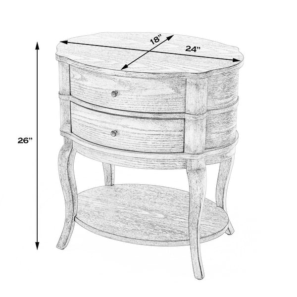 dimension image slide 1 of 2, Jarvis Oval 2-Drawer Side Table