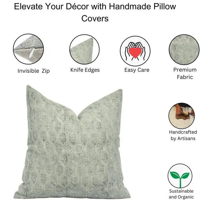 Block Print Thick Linen Pillow Cover - Superstar