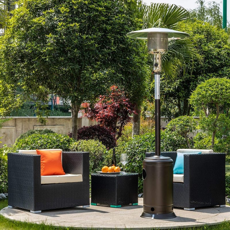 Outdoor Patio Propane Heater with Portable Wheels 47,000 BTU 88 inch Standing Gas Outside Heater - Brown