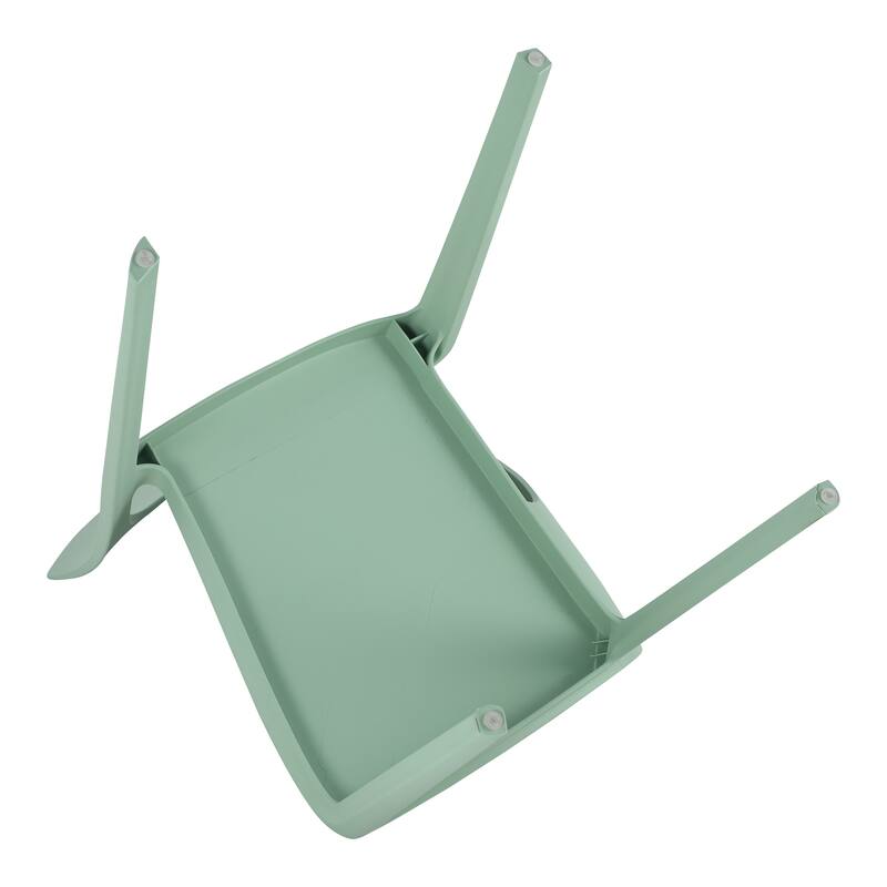 Haze Green Polypropylene Single-Side Chair - One-Piece Design for Indoor & Outdoor Use (Set of 4)