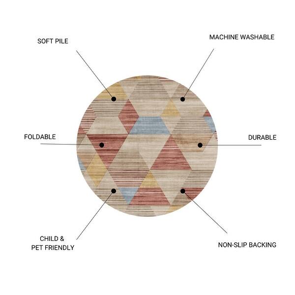 dimension image slide 5 of 13, Round Area Rugs Oriental Floral Rugs Soft Indoor Rug