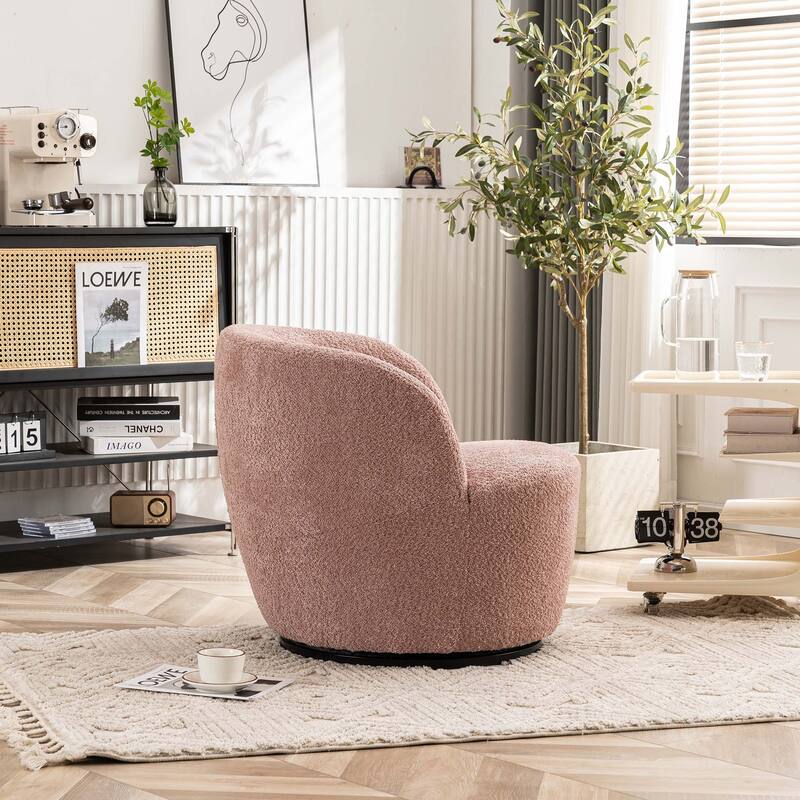 Swivel Accent Chair, Furry Round Barrel Chair