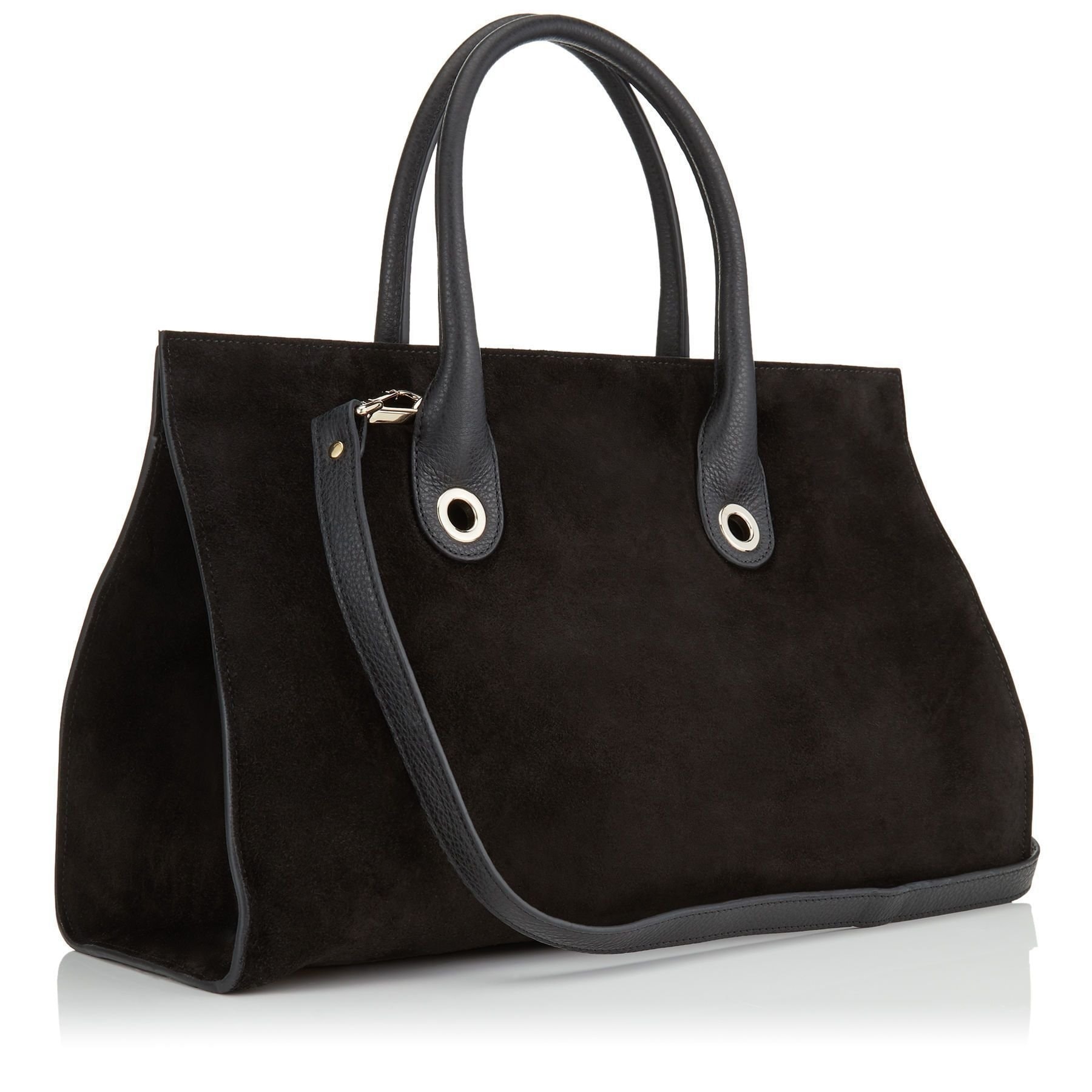 black suede tote