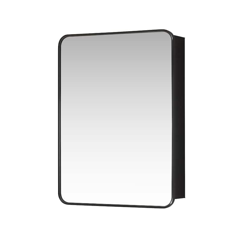 Talayuela Rectangular Aluminum Framed Medicine Cabinet with Mirror - 24"W x 32"H - Brushed Black Frame