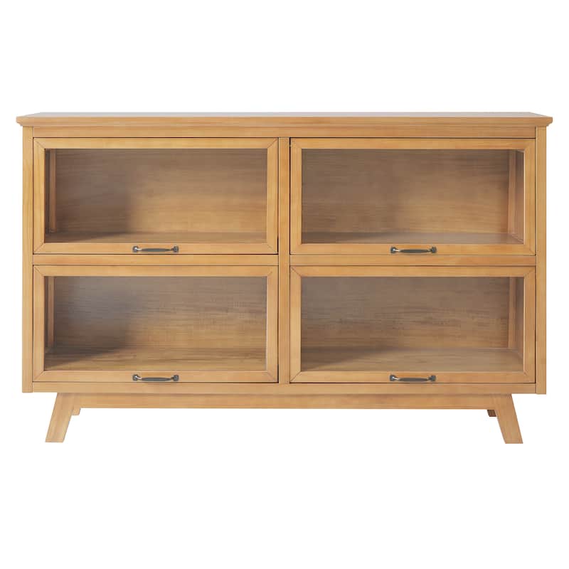 Christopher Knight Home - Farmhouse Wooden Display Cabinet with 4 Glass Doors