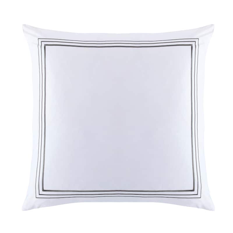 HiEnd Accents 100% Cotton Hotel Luxury Embroidered Border Euro Sham, 27"x27", 1PC - Gray