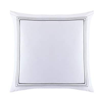 HiEnd Accents 100% Cotton Hotel Luxury Embroidered Border Euro Sham, 27"x27", 1PC
